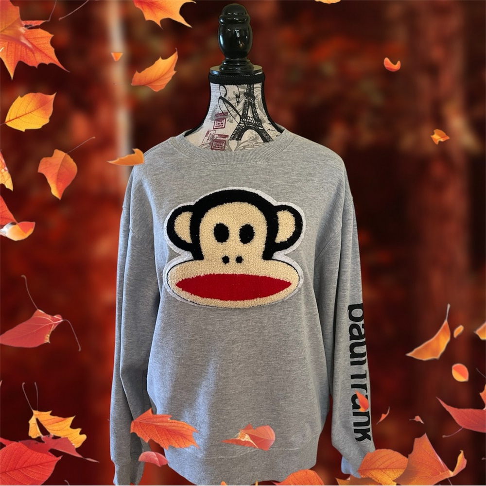 Paul Frank Gray Crewneck Sweatshirt with Monkey Motif